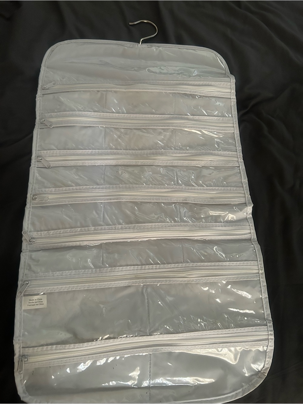 Hanging Jewelry Organizer - Clear/White PVC Pocket Organizer